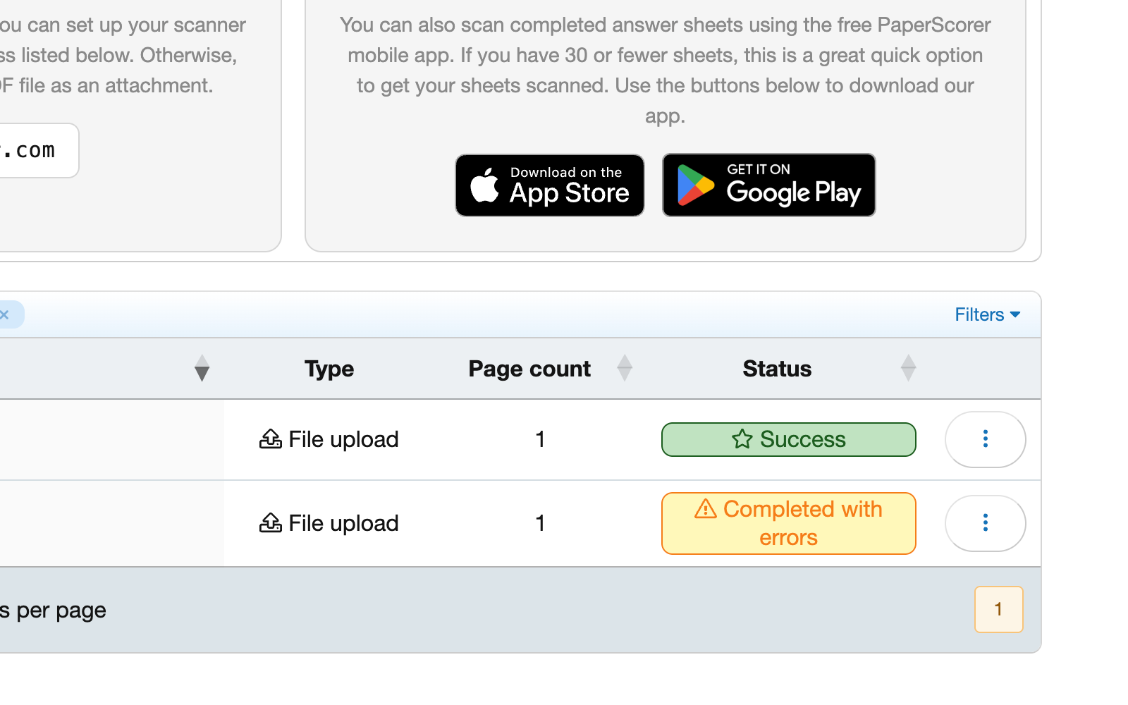 Success and Completed with Errors Messages